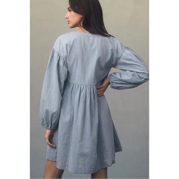 NWT Anthropologie Squareneck Denim Babydoll Dress - Picture 3 of 5